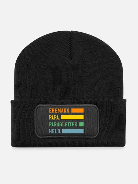 Ehemann Papa Gleitschirm Abenteuer Paragliding - Recycelte Patch Beanie - Schwarz