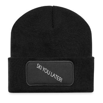 SKI YOU LATER – Funny ski saying - Recycled Patch Beanie - black - Front