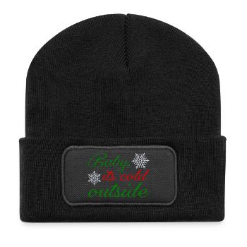 Baby, es ist kalt draußen - Recycelte Patch Beanie - Schwarz - Vorne