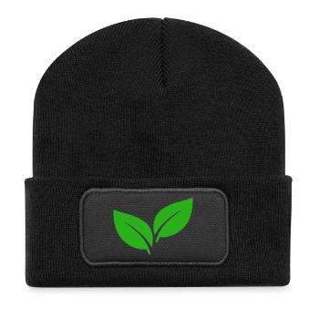 Illustration de feuilles vertes - Beanie recyclé à patch - noir - Devant