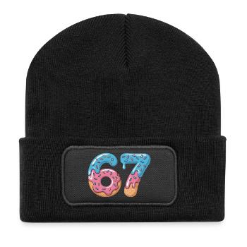 Donutzahlen 6 und 7 - Recycelte Patch Beanie - Schwarz - Vorne