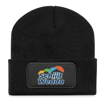 Farbige Regenschirme Comic Stil (Scheiß Wetter) - Recycelte Patch Beanie - Schwarz - Vorne