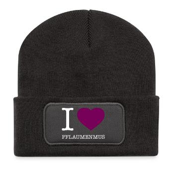 I love plum jam - Recycled Patch Beanie - dark grey - Front