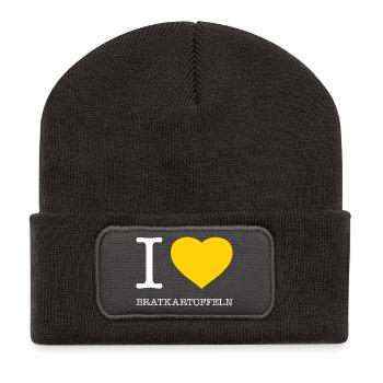 I love fried potatoes - Recycled Patch Beanie - dark grey - Front