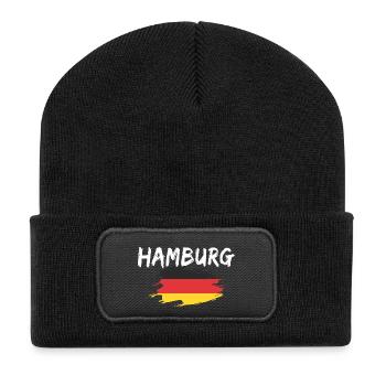 Hambourg, Allemagne, Drapeau - Beanie recyclé à patch - noir - Devant