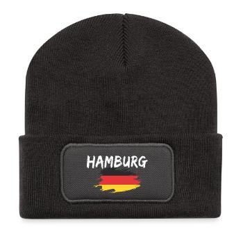 Hambourg, Allemagne, Drapeau - Beanie recyclé à patch - charbon - Devant