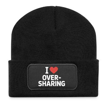 I Love Oversharing Social Media Too Much Info TMI - Recycelte Patch Beanie - Schwarz - Vorne