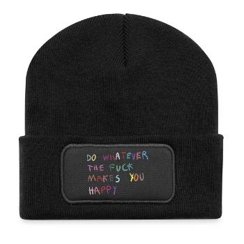 Do what makes you happy - Recycled Patch Beanie - black - Front