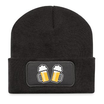 2 chopes de bière Santé ! Santé ! (Chopes de bière 3C) - Beanie recyclé à patch - charbon - Devant