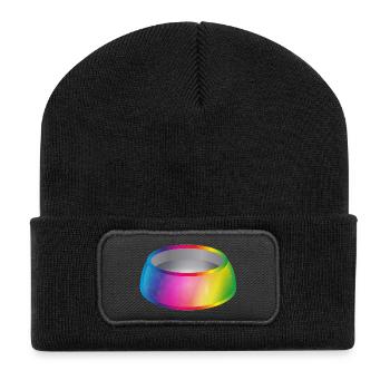 Motif de bol alimentaire arc-en-ciel pour animaux de compagnie - Beanie recyclé à patch - noir - Devant