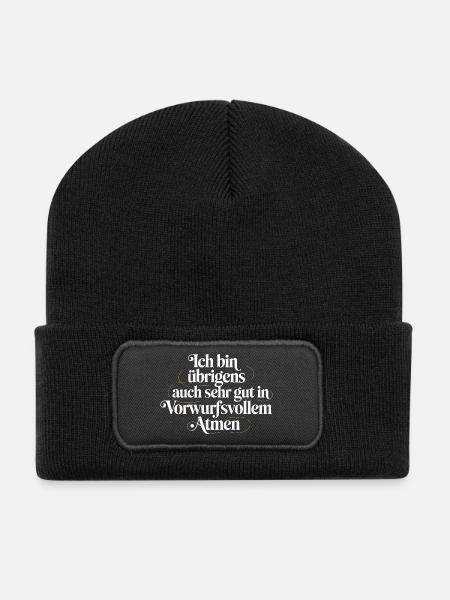 Ich Bin Übrigens Auch Sehr Gut In Vorwurfsvollem - Recycelte Patch Beanie - Schwarz