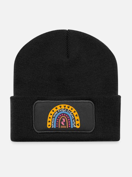Quand l’amour devient vie - Bébé 2026 - Beanie recyclé à patch - noir