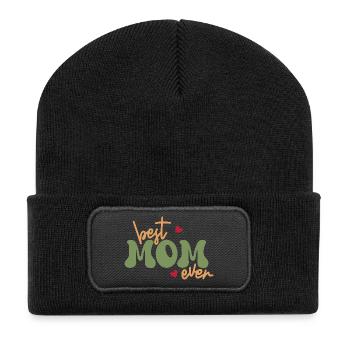 Best Mom Ever - Recycelte Patch Beanie - Schwarz - Vorne