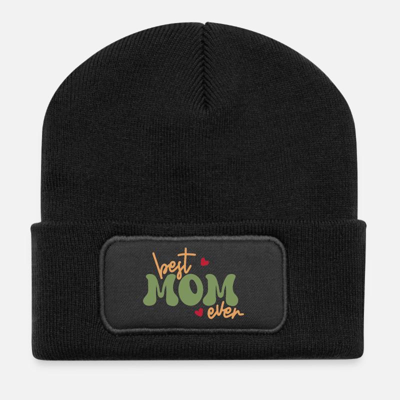 Best Mom Ever - Recycelte Patch Beanie - Schwarz