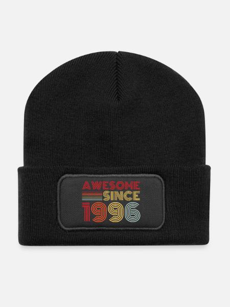 Vintage 1996 Retro 1996 Geburtstagsgeschenk - Recycelte Patch Beanie - Schwarz