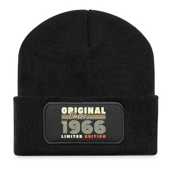 1966 Vintage Retro Geburtstagsgeschenk - Recycelte Patch Beanie - Schwarz - Vorne