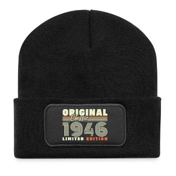 1946 Vintage Rétro Cadeau D'anniversaire - Beanie recyclé à patch - noir - Devant