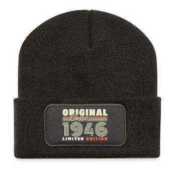1946 Vintage Retro Birthday Gift - Recycled Patch Beanie - dark grey - Front