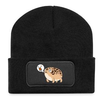 Frosch Desert Rain Frog - Recycelte Patch Beanie - Schwarz - Vorne