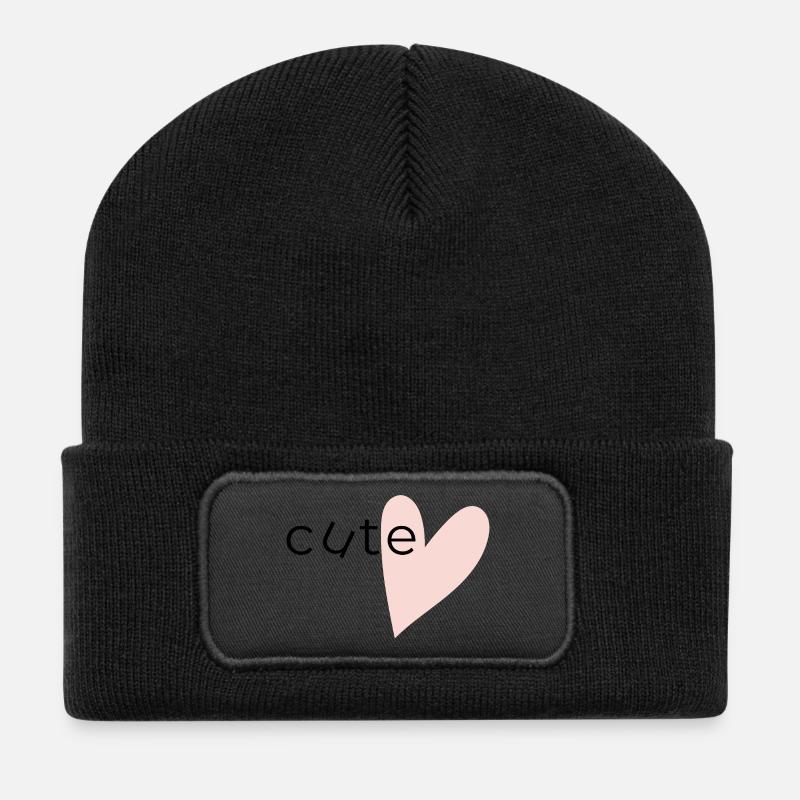 E-Herz Minimal - Cute - Recycelte Patch Beanie - Schwarz