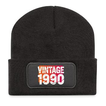 Logo vintage en texte vieilli de 1990 - Beanie recyclé à patch - charbon - Devant