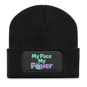 Sanfte Erziehungsidentität, Langsames - Recycelte Patch Beanie - Schwarz - Vorne