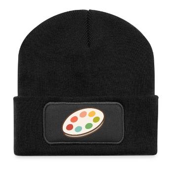 Lebendige Palette der Inspiration - Recycelte Patch Beanie - Schwarz - Vorne