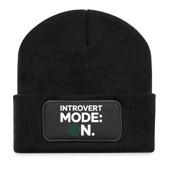 Introvert Mode ON – Lustiger Spruch - Recycelte Patch Beanie - Schwarz - Vorne