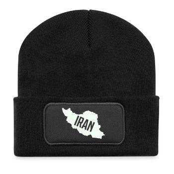 Iran Karten Typo - Recycelte Patch Beanie - Schwarz - Vorne