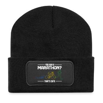 Marathon Humor - You Ran A Marathon? Thats Cute - Recycelte Patch Beanie - Schwarz - Vorne