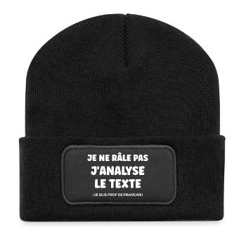 Prof de Français - Beanie recyclé à patch - noir - Devant