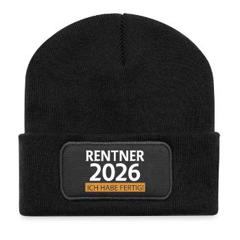 Rentner 2026 - Recycelte Patch Beanie - Schwarz - Vorne