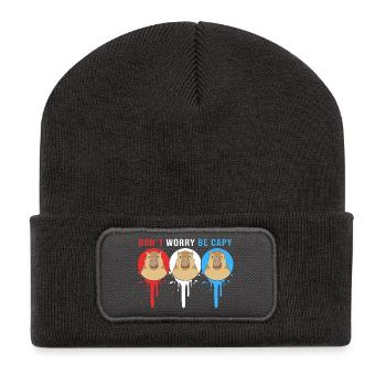Dont Worry Be Cappy Capybara - Recycled Patch Beanie - dark grey - Front