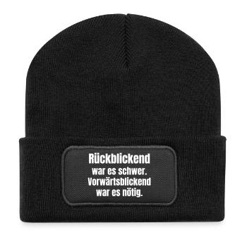 Difficult in retrospect, necessary forward - Recycled Patch Beanie - black - Front