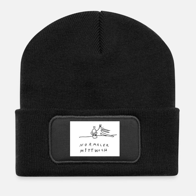 normaler_Mittwoch - Recycelte Patch Beanie - Schwarz