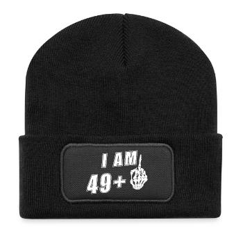50. Geburtstag Frau 50er 50ter Ich bin 49+ plus - Recycelte Patch Beanie - Schwarz - Vorne