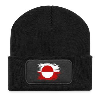 Grönland Flagge used - Recycelte Patch Beanie - Schwarz - Vorne