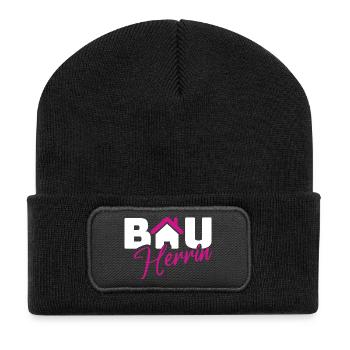Bauherrin Stil Logo - Recycelte Patch Beanie - Schwarz - Vorne