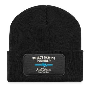 Pfeifenflüsterer, Klempnerhandwerk, Humor-geschenk - Recycelte Patch Beanie - Schwarz - Vorne