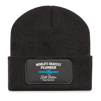 Chuchoteur de tuyaux, plombier, cadeau humoristique - Beanie recyclé à patch - charbon - Devant