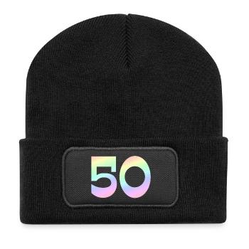 50, Gradient Pastel, Number Motif - Recycled Patch Beanie - black - Front
