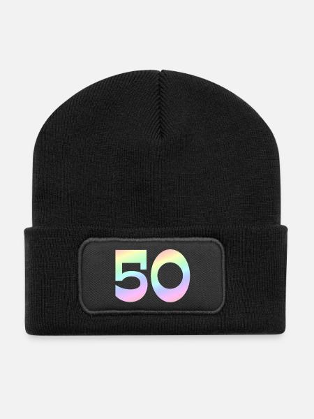 Pastellgradient 50 Jubiläum - Recycelte Patch Beanie - Schwarz