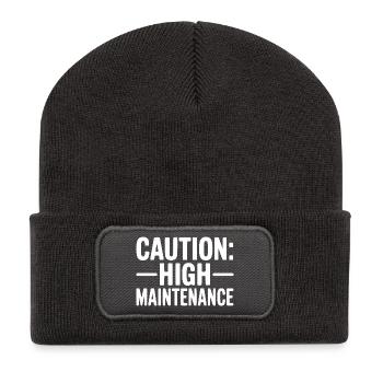 Caution: High Maintenance - Recycled Patch Beanie - dark grey - Front