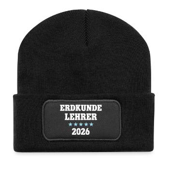 Professeur de géographie 2026 Professeur de géographie École de Géologie - Beanie recyclé à patch - noir - Devant