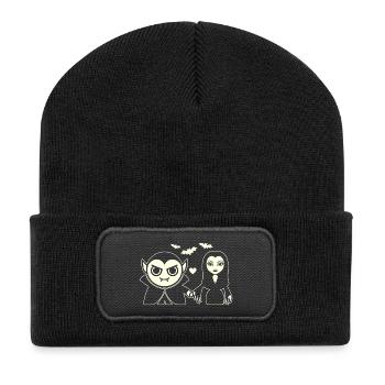Vampir und Nachtvampir - Recycelte Patch Beanie - Schwarz - Vorne