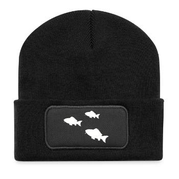 Pisces Tropical Fish Silhouette - Recycled Patch Beanie - black - Front