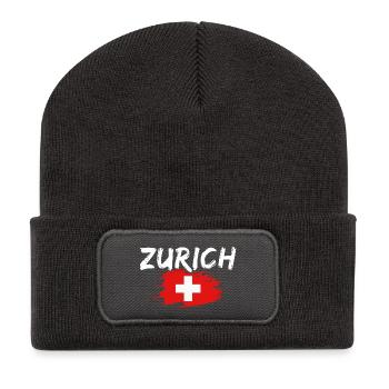 Zurich, Suisse - Beanie recyclé à patch - charbon - Devant