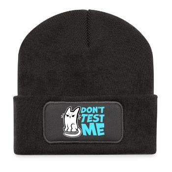 Don't Test Me Katze Frech Lustig Zitat Spruch Logo - Recycelte Patch Beanie - Dunkelgrau - Vorne