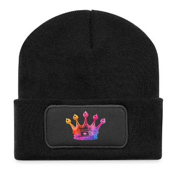 Couronne à l’aquarelle - Beanie recyclé à patch - noir - Devant