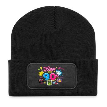 années quatre-vingt-dix - Beanie recyclé à patch - noir - Devant